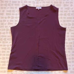 Calvin Klein Womens sheer maroon sleeveless flowing top size L